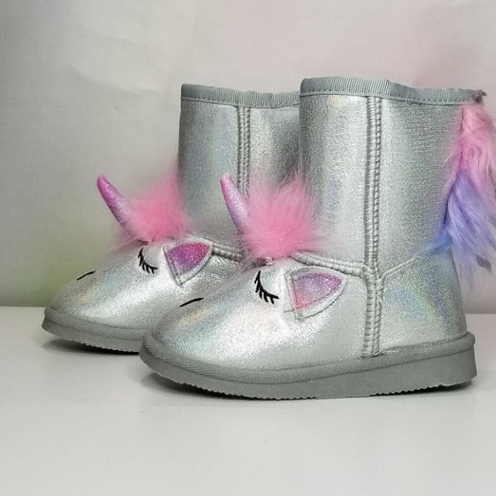 Toddler 3D Cozy Glitter Unicorn Boots Size 8 Brand New